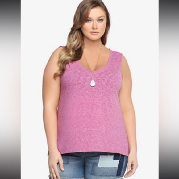 Torrid Magenta Pink Heather Double V-Neck Tank Sz 2X - Picture 9 of 9
